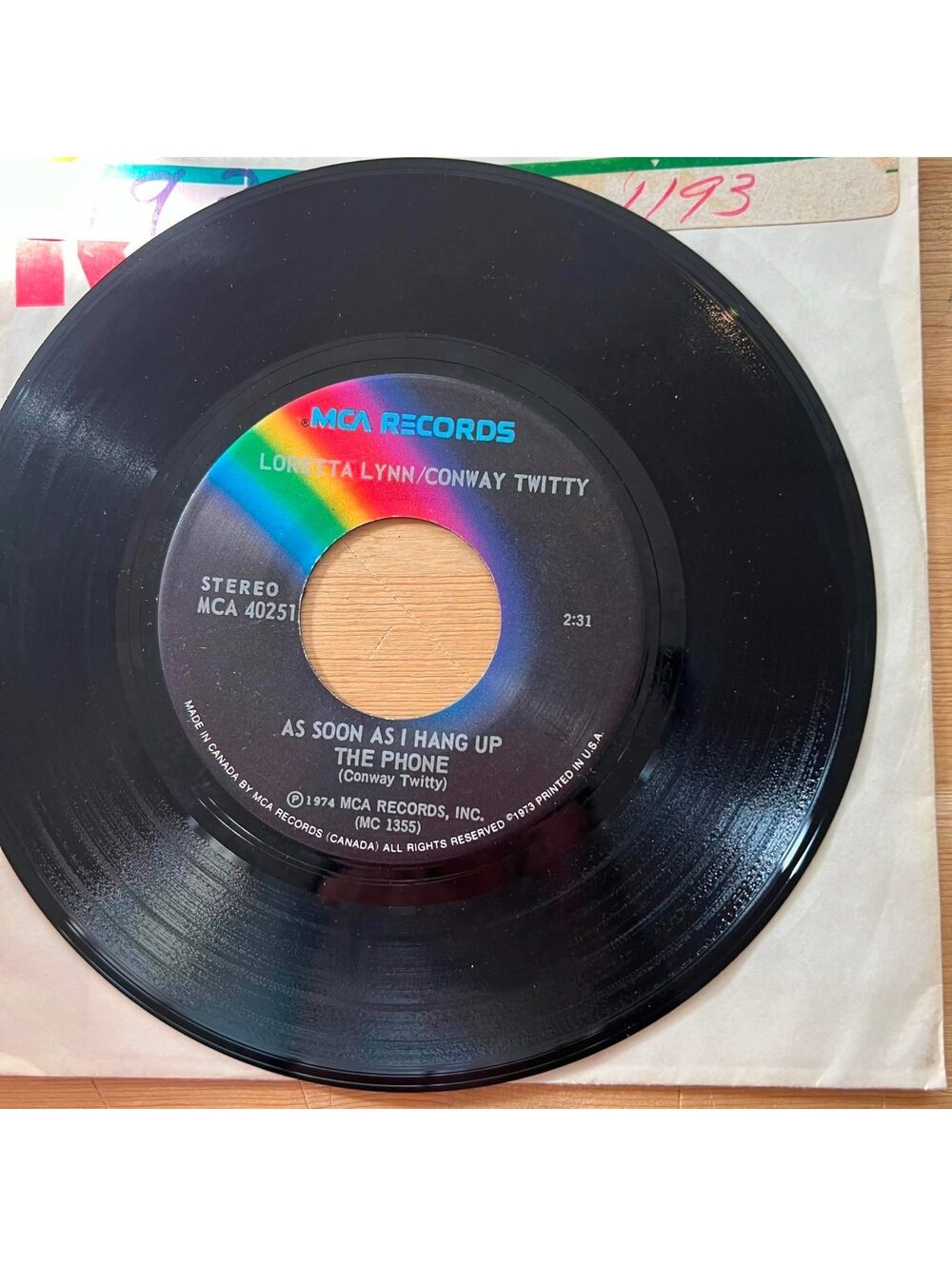 Loretta Lynn/Conway Twitty - As soon as I Hang Up The Phone 45rpm VG+ R08